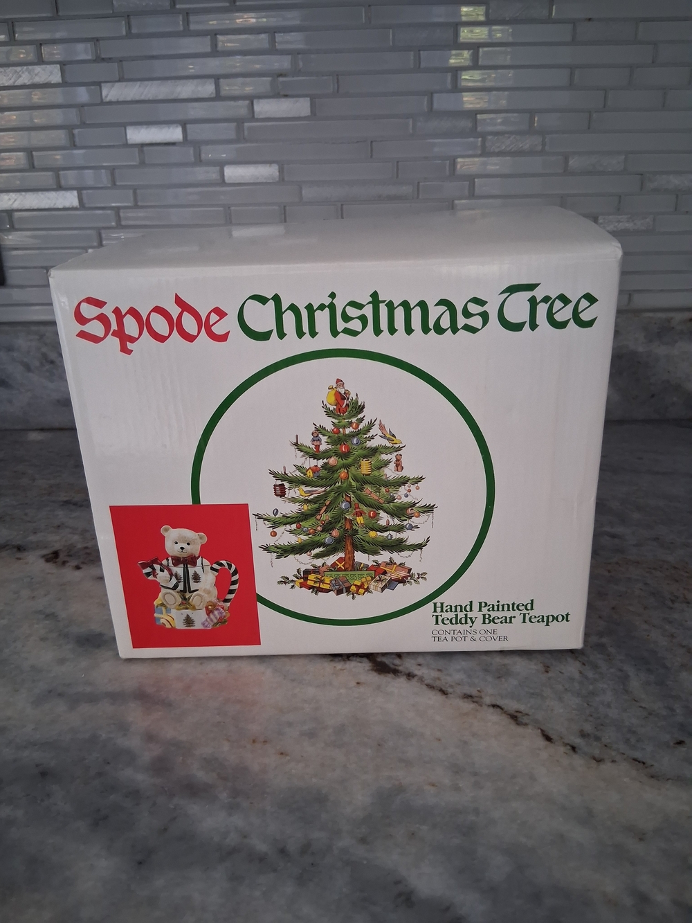 Spode Christmas Tree Hand-Painted Teddy Bear Teapot